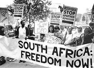 Image result for anti apartheid demonstration 1980's